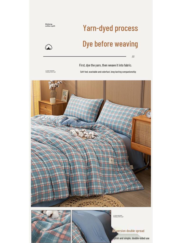 Xinjiang Katoen Dekbed: Dik, Warm, Machinewasbaar, voor Alle Seizoenen - Ideaal voor Lente, Herfst, Winter, Enkele & Dubbele Maten