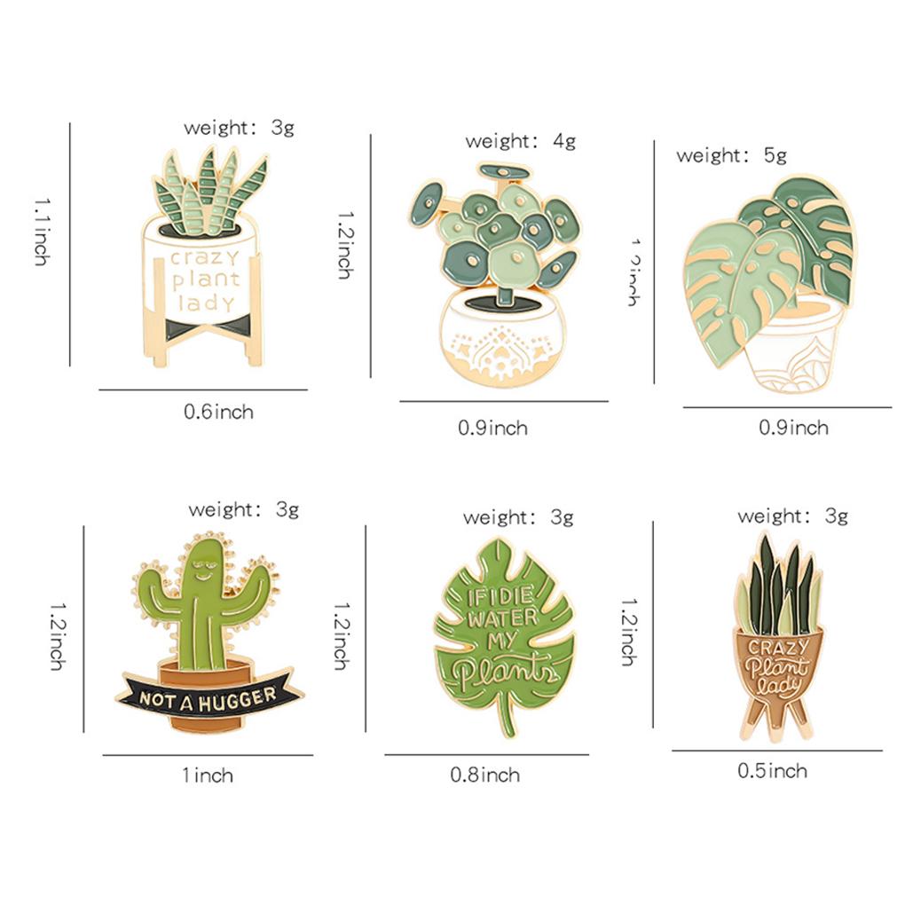 Brooches Cartoon Green Cactus Succulent Potted Plant Enamel Leaf Shape Lapel Girls Pins Boys Jewelry for Clothing Crafting