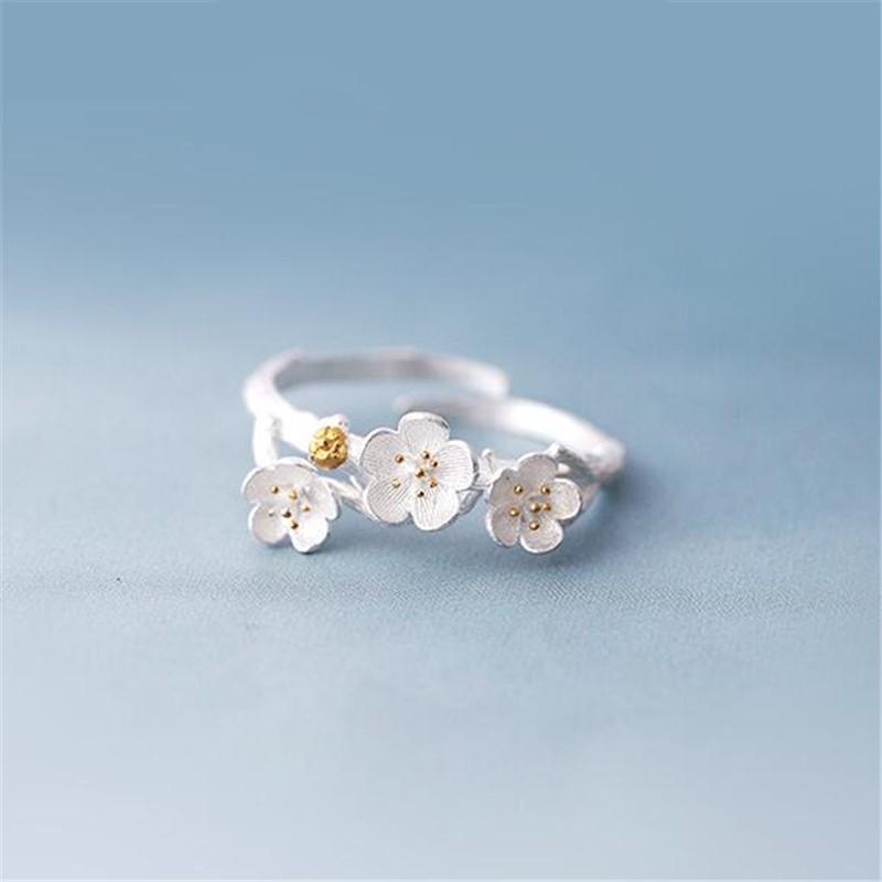 

925 Sterling Silver Jewelry Korean New Popular Fashion Daisy Flower Adjustable Female Opening Rings R122