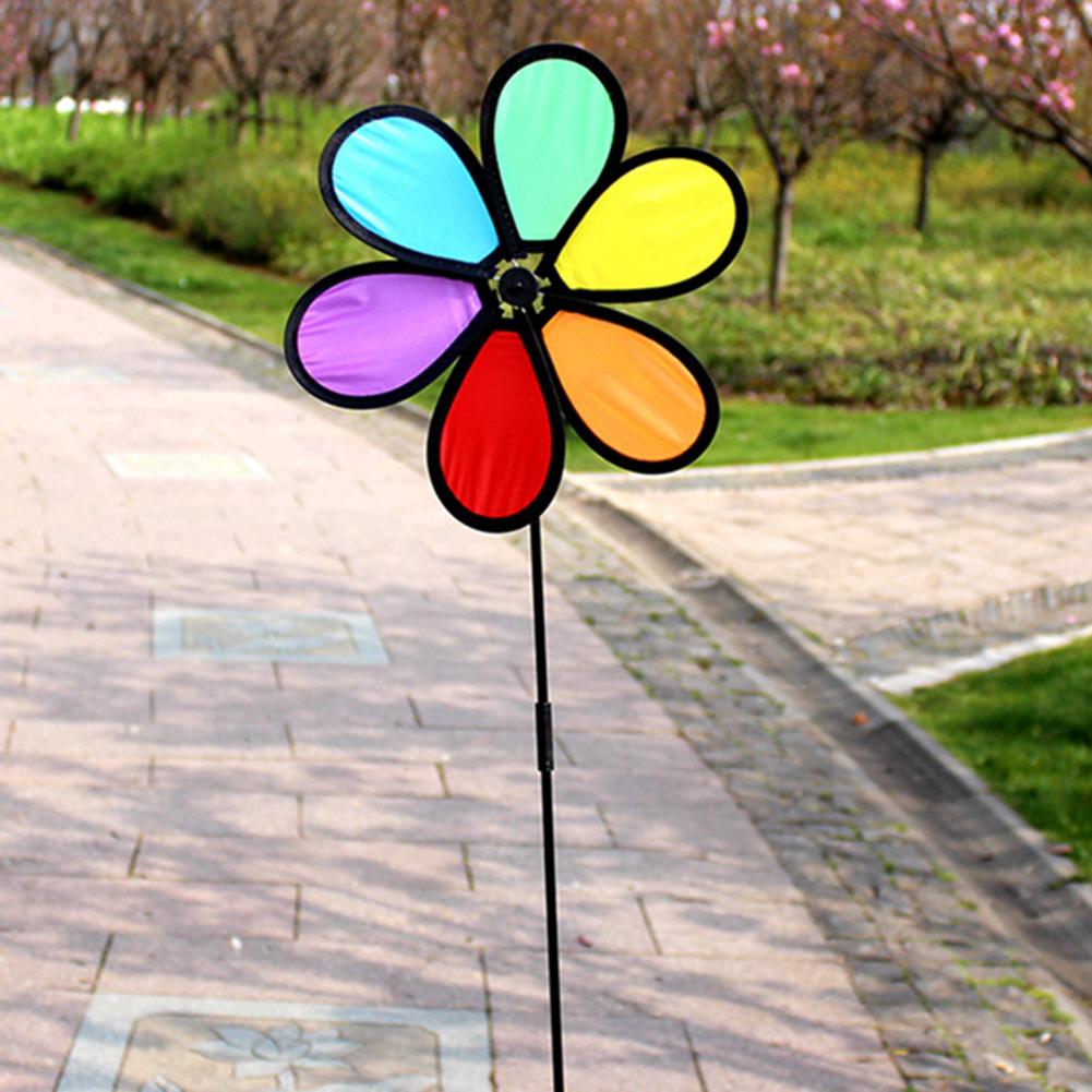6pcs Flower Wind Spinner Outdoor Bird Repeller Windmill Spinners Birds Deterrent Colorful Rainbow Wind Catchers Garden Decor