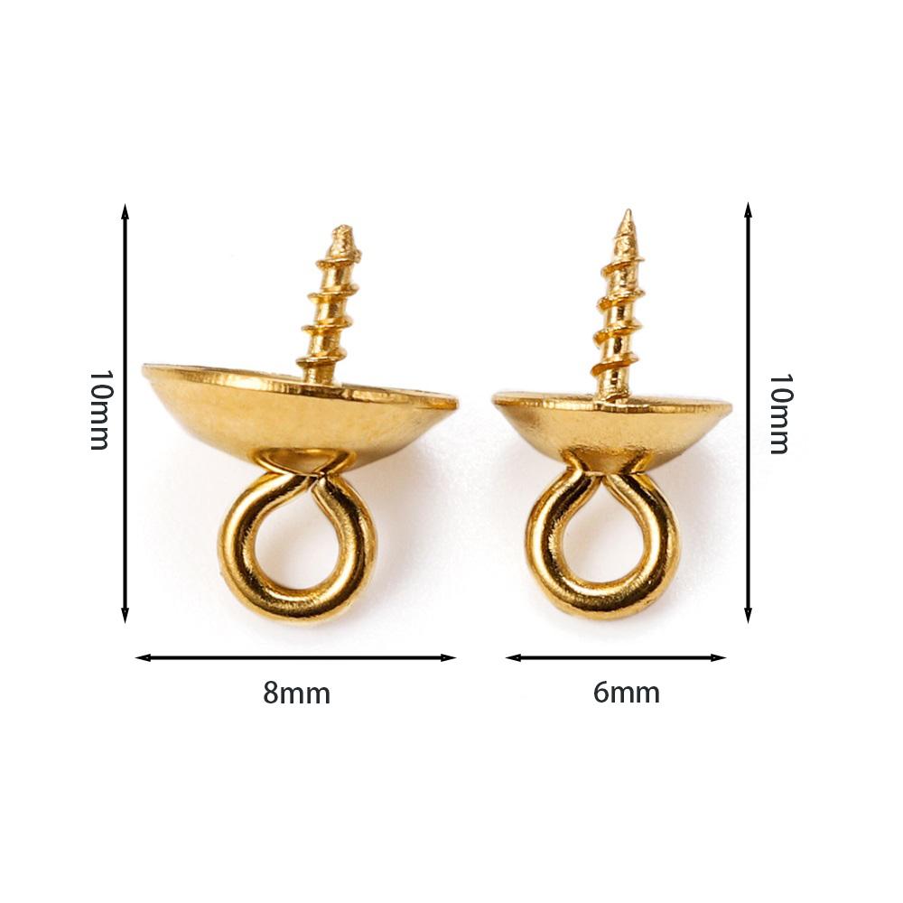 30 Stück Goldfarbene Edelstahl-Schraubösen-Pins Ösen Oberseitig gebohrte Perlen Endkappen Anhänger Charms Verbinder für DIY Schmuckherstellung