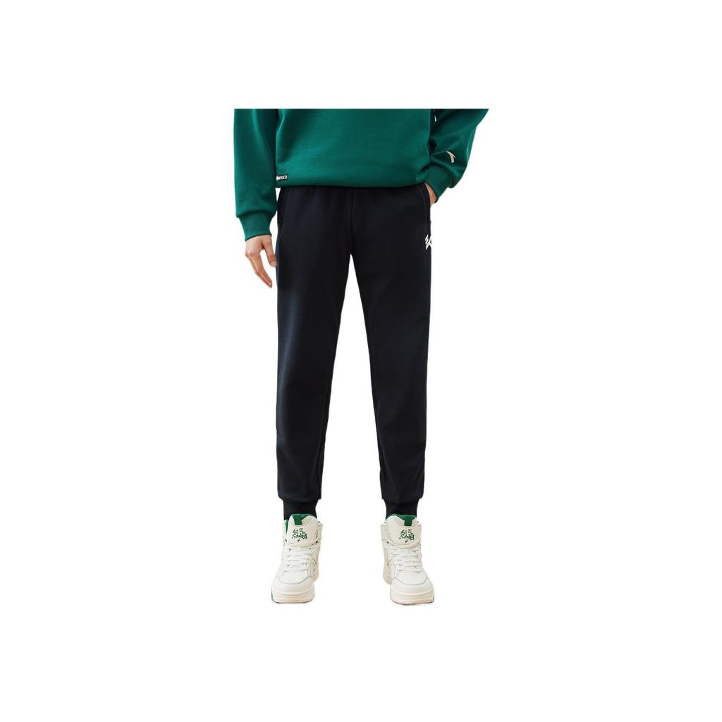 Anta Solid Print Letter Drawstring Sports Pants Men Bottoms Black 152241329N-1