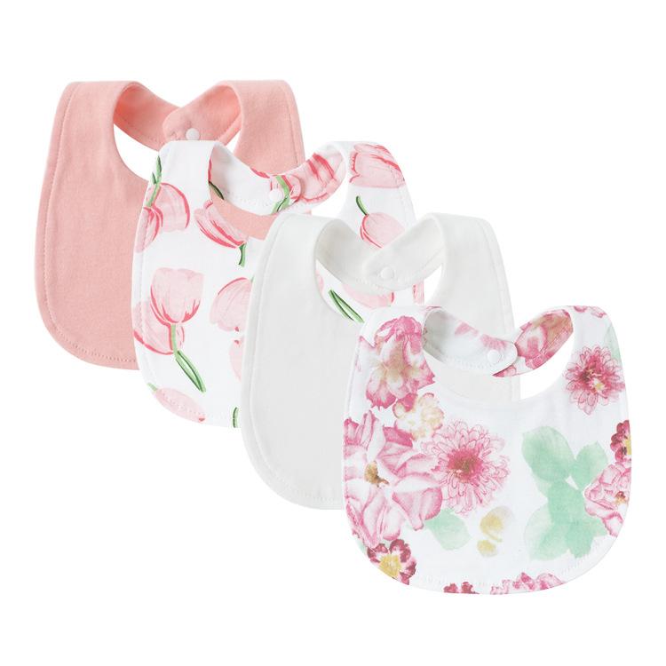 Newborn Baby Bibs Pure Cotton Double Layer Drool Bibs High Absorbency Burp Cloths For Infants Toddlers Soft Skin Friendly
