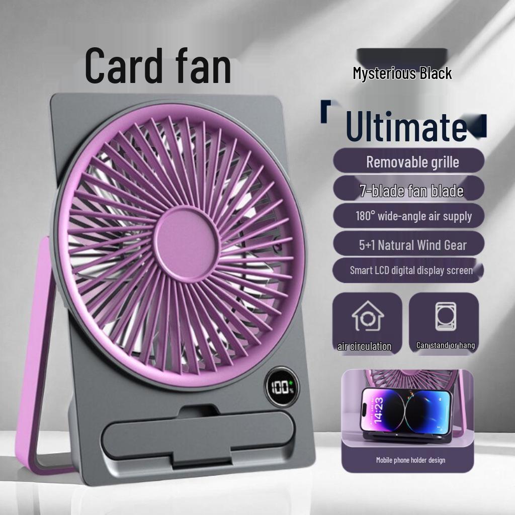 

Portable USB Rechargeable Mini Desk Fan - Handheld & Desktop Use Box: 14.5 x 3.5 x 19 cm