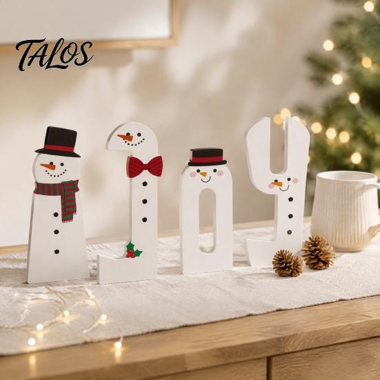 Vintage Style Christmas Signs Wooden Tiered Tray Decor, Santa Reindeer Snowman Figurines Festive Elk for Holiday Tabletop Decorations And Rustic Home