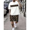 Men's Casual Fashion Short Sleeve Shorts Suit - Outdoor Personalized Print Wear