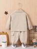 Beige Children's Autumn/Winter Suit: Stylish Baby Boy Long-Sleeve Jacket and Trousers Combo