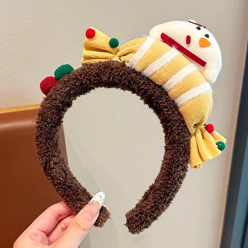 Festive Autumn & Winter Christmas Candy Hairband: Plush & Cute Face Washing Accessory for Girls