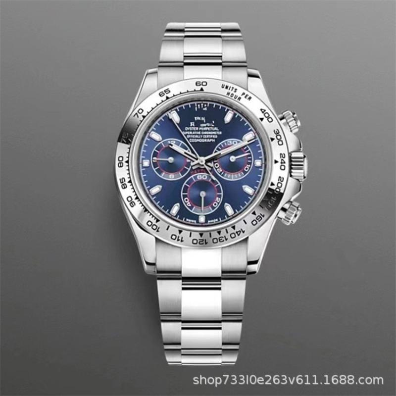 Montre Daytona Di Panda Bleu Glace Homme Montre Mécanique Entièrement Automatique Trois Compteurs Six Aiguilles Multifonctionnel Danny Road Chronographe