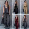 Summer Ruffle 2 Piece Sets for Women Sleeveless V Neck Tank Top And Wide Leg Pants Sets Casual Loose Loungewear Outfits