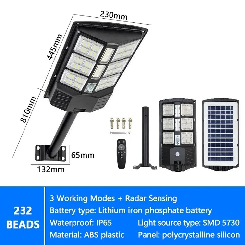 Modern Solar Powered Motion Sensor Street Light Outdoor IP65 Waterproof Floodlight with Remote Control for Garden Yard Garage Parking Lot