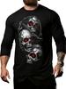 Men's Skull Graphic T-Shirts long Sleeve Skeleton 3D Print Street man t shirt autumn O-Neck Casual Y2k Top oversize Men clothing