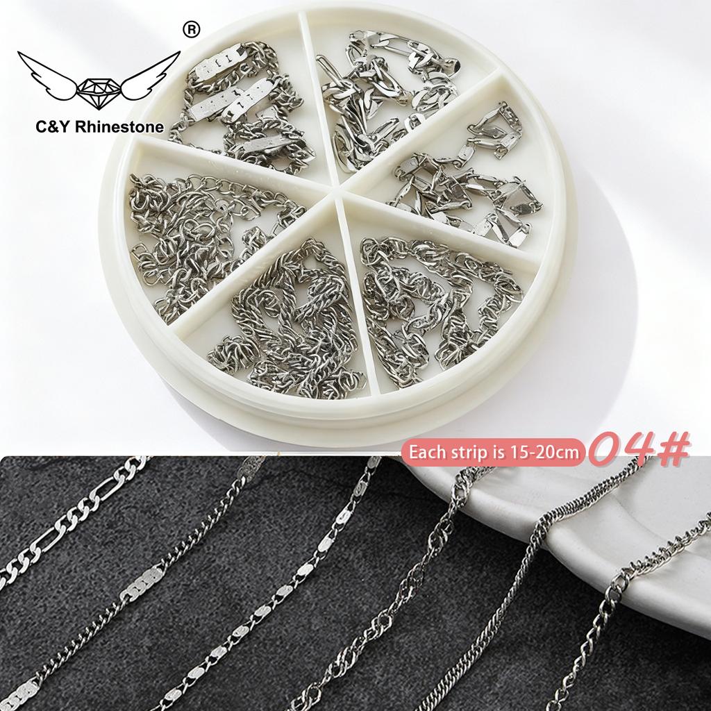 CY French Metal Chains Nail Charm DIY Nail Art Decorations Manicure Tools for Nail Design