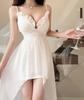 Elegant Low-Cut Bodycon Dress with Irregular Straps and Flared Hem