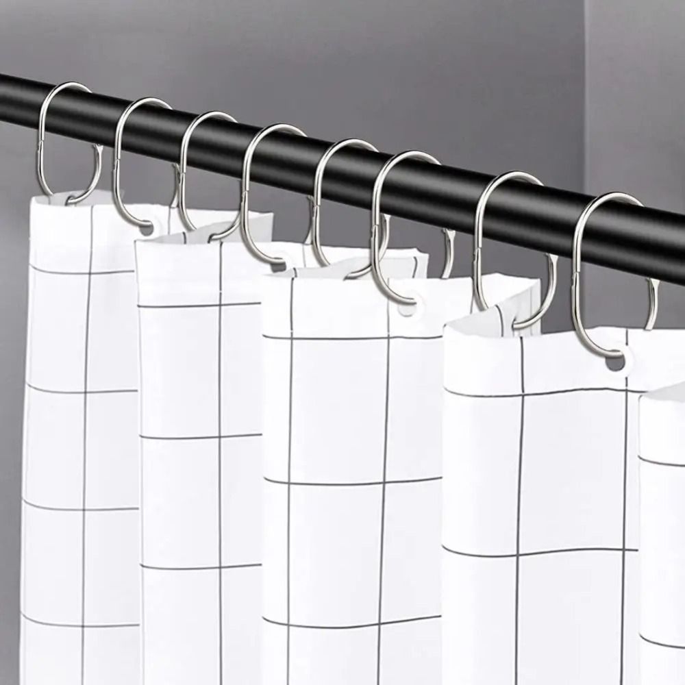 12 Pcs Glide Smoothly Oval Shower Hooks Rust Proof Shower Curtain Rod Hangers Shower