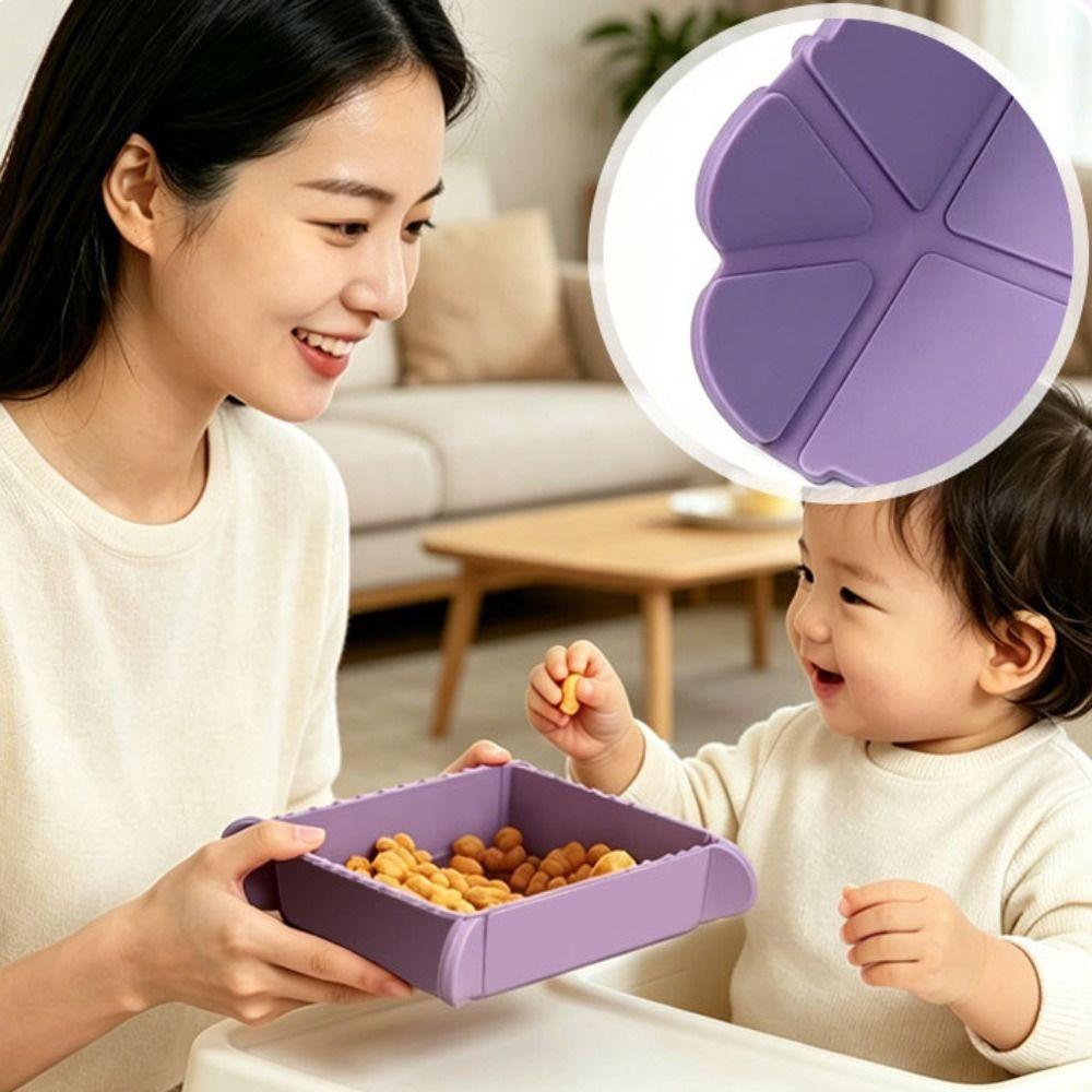 Silicone Magnetic Storage Box Non-slip Foldable Camping Plates Collapsible Snack Tray  Hiking