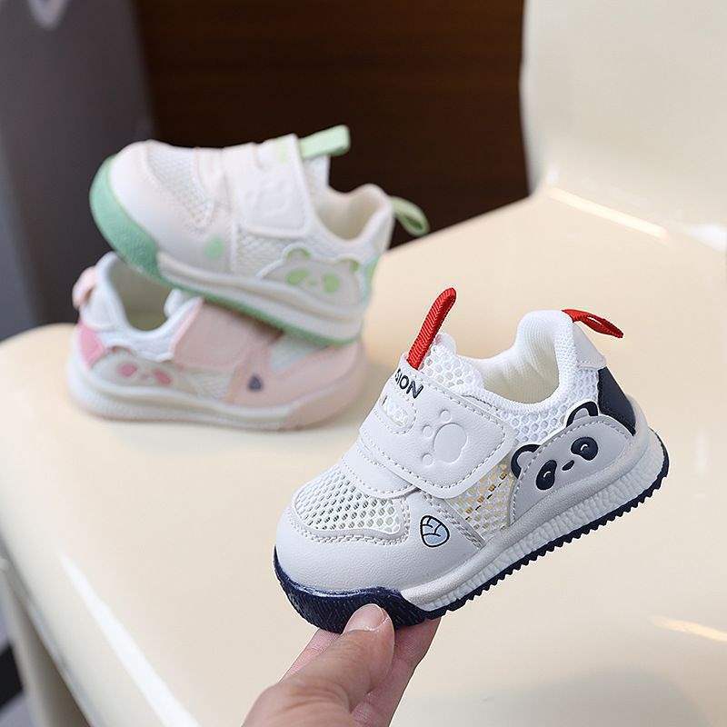 Toddler shoes hollow mesh breathable panda shoes summer new boys shoes soft sole baby shoes girl baby white shoes