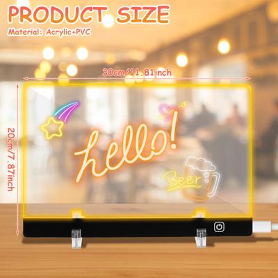 LED Note Board with Colors, Acrylic Dry Erase Board with LED Light, Include, Hanging Chain, Led Drawing Board for Kids Xmas Gift