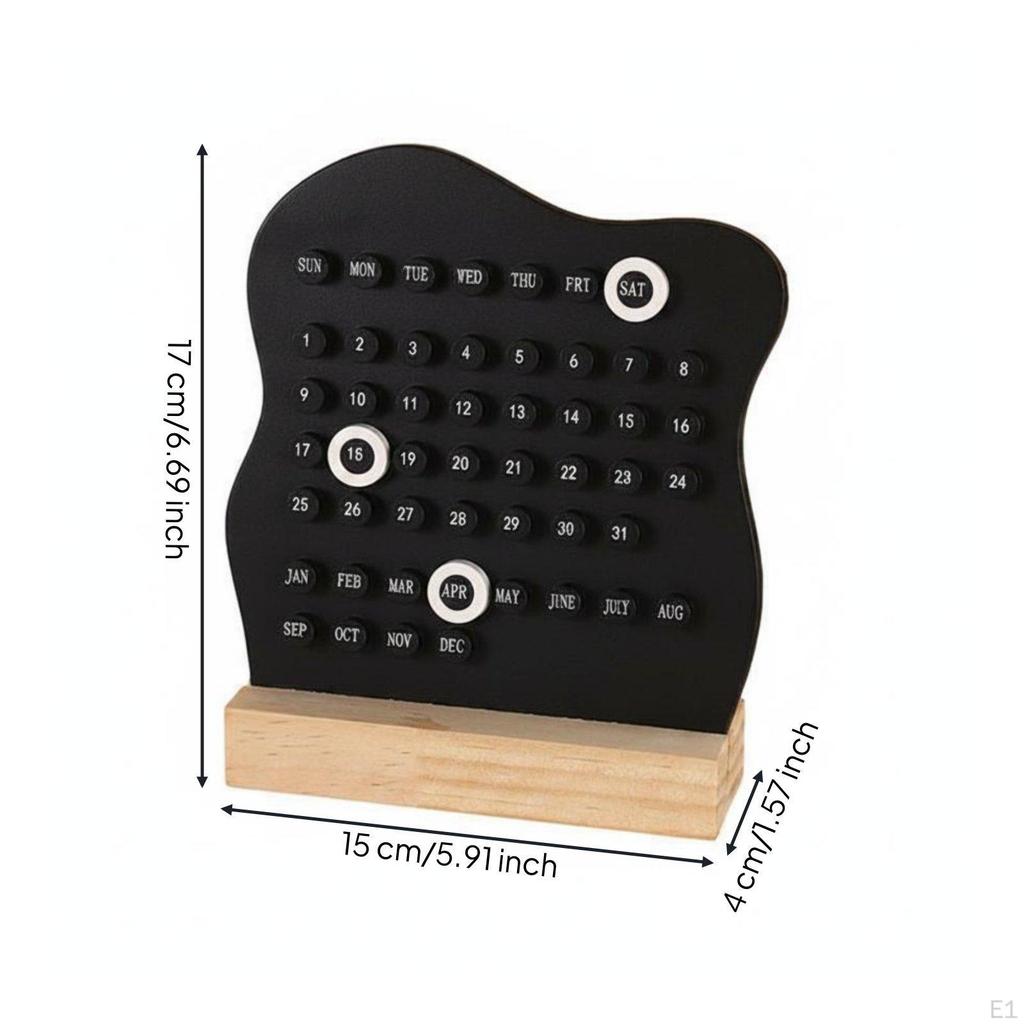 Wooden Desk Calendar Desktop Standing Minimalist Date Board for Office, Study Room