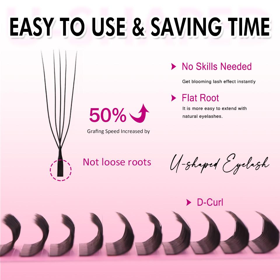NEW Arrival U Shape Eyelash Extensions Brown 4DW U3DW U5DW Eyelash Matte Black Easily Grafting Natural 3D Fairy False Eyelashes