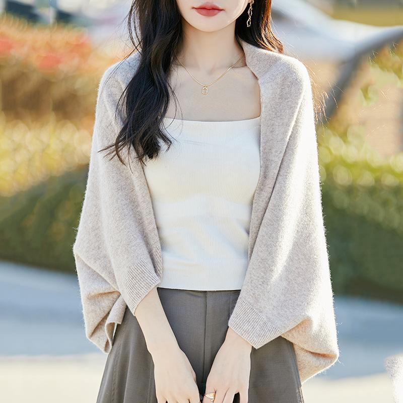 Dense Knit Wool Shawl Cardigan: Women's 2025 Fashion, Dual-Use Scarf and Coat, Spring/Autumn/Winter Style, Loose Fit