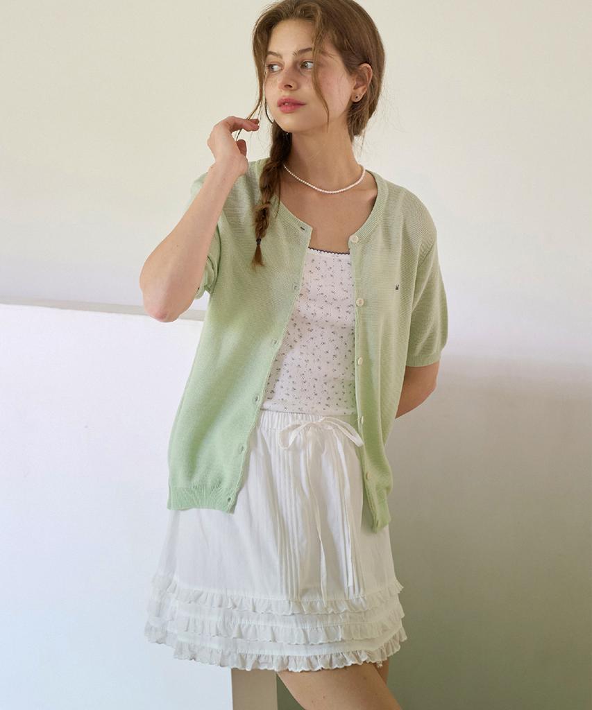Slow Lolly Tiered Frill Pintuck Mini Skirt - Ivory