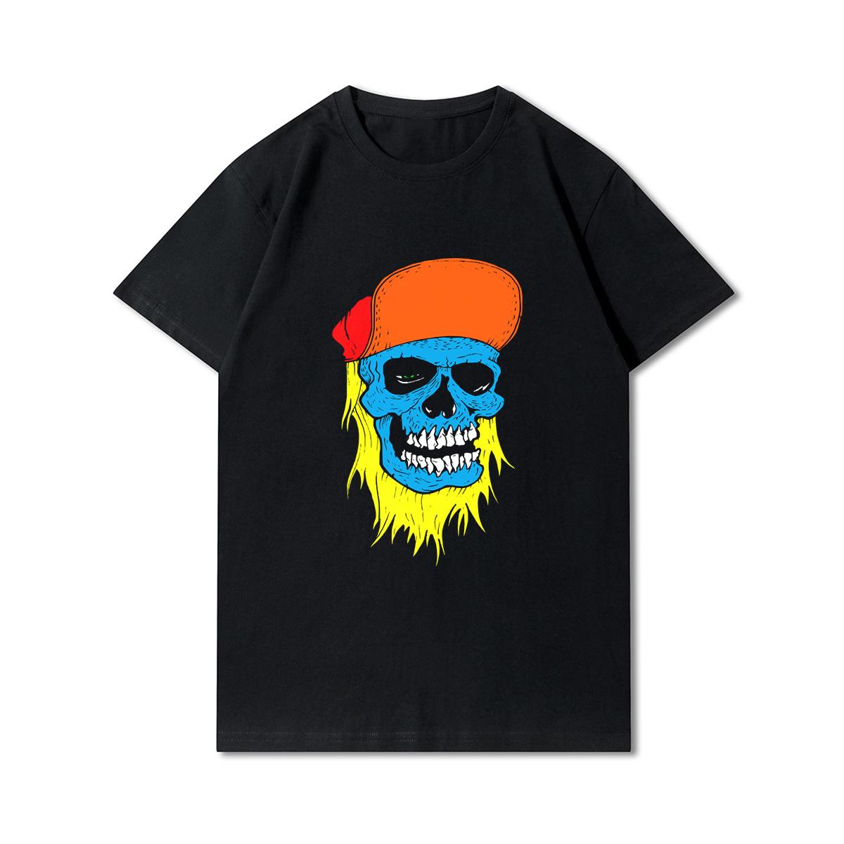 

Большие размеры 30 узоров хлопковая летняя футболка унисекс в стиле Харадзюку с принтом черепа футболки с круглым вырезом повседневные топы 4XL