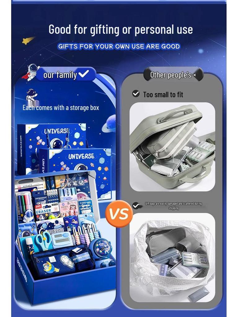 Astronaut Stationery Set: Comprehensive Learning Supplies for First-Grade Boys' Back-to-School or Birthday Gift.