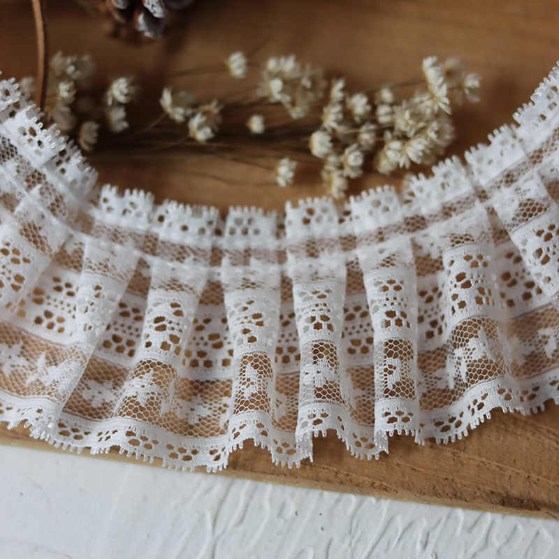 4Meters 5.8cm Wide High End White Eyelashes Pleated Lace Accessories Sleeves Skirts Collars Handmade Ribbon Decorations for Clothing