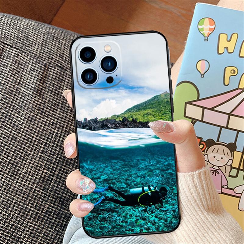 Scuba Diving Diver For iPhone 15 13 14 16 Pro Max XS XR X Case For iPhone 15 11 12 14 16 Pro Max Plus 13 Mini Cover