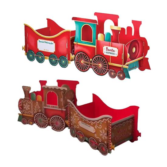 Christmas Presents Train Toy Santa Gift Boxes Express Gingerbread Classical Train Ornament Holiday Party Centerpieces Decoration Festival Gift