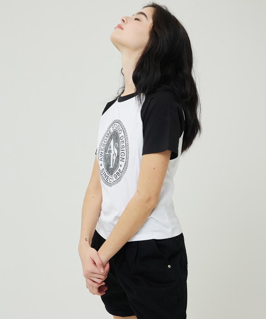 AWESOME STUDIO Circle Symbol Raglan Short Sleeve T-Shirt White
