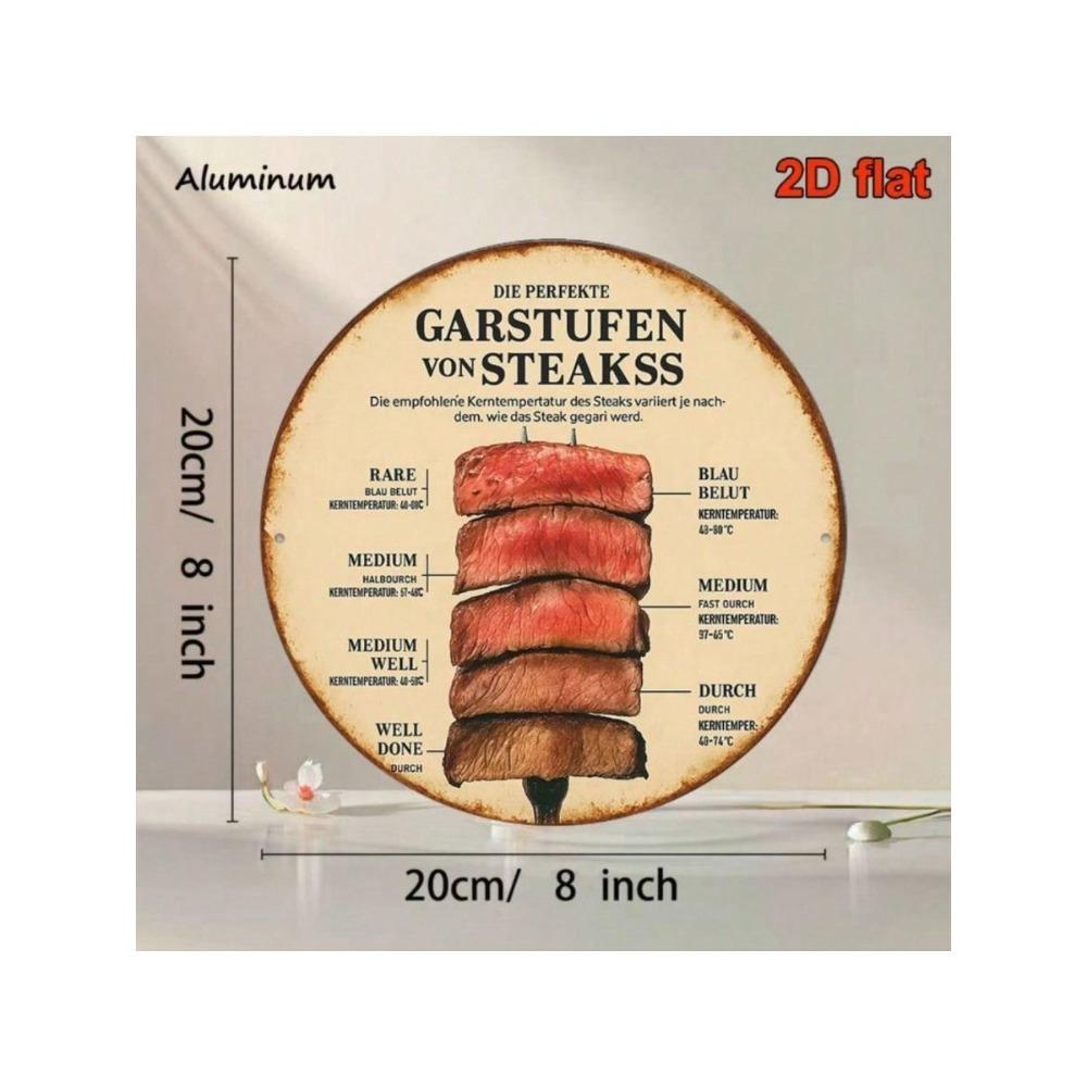 Vintage Steak Doneness Chart Metal Wall Art Kitchen Decor Sign