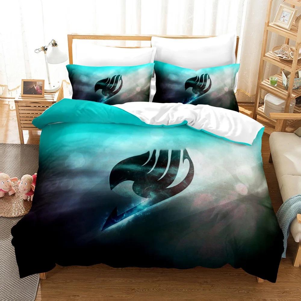 3D Print Anime Fairy Tail Logo Natsu Bedding Set Boys Girls Twin Queen Size Duvet Cover Pillowcase Bed Kids Adult Home Textiles