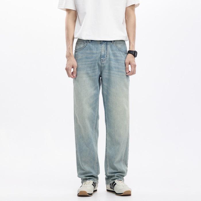 

Новые мужские джинсы свободного прямого кроя на весну и лето, американского тенниса, стрейч, светлых оттенков 40 светло-синий