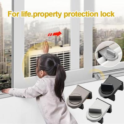 1/3 Pezzi Serratura per Porta Scorrevole Senza Foratura Serratura di Sicurezza per Finestra Scorrevole per Bambini Limitatore Anti-Caduta per Piani Alti Serratura di Sicurezza Antifurto