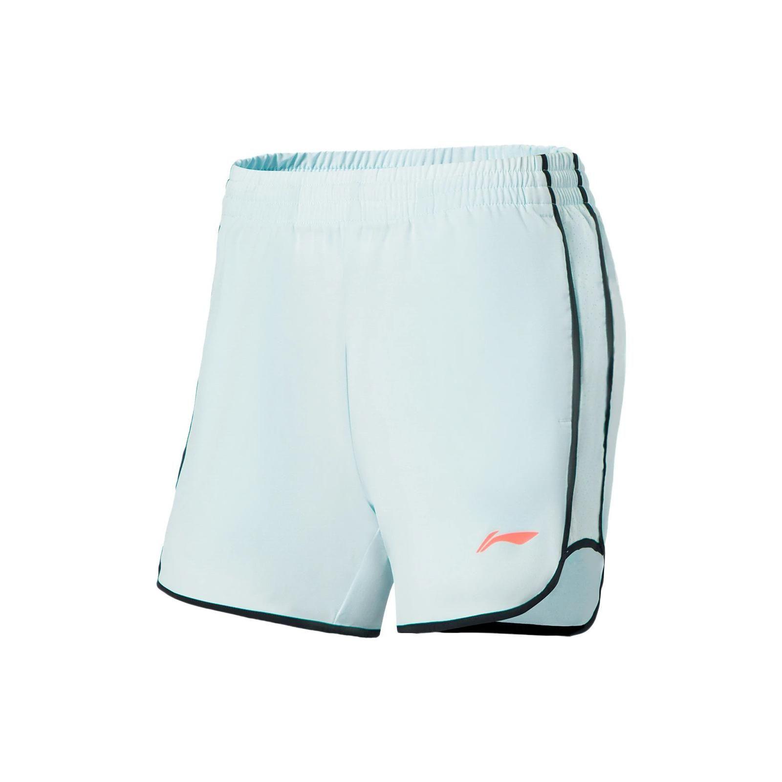 Li Ning Серия для бега Однотонные с логотипом Быстросохнущие Тканые спортивные шорты Женские шорты Синие AKSS396-6 L