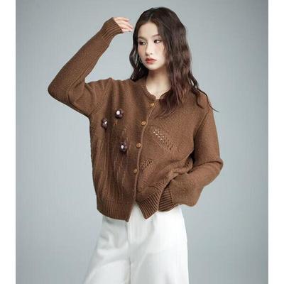 PRASE 3D Floral Knit Cardigan Sweater for Women