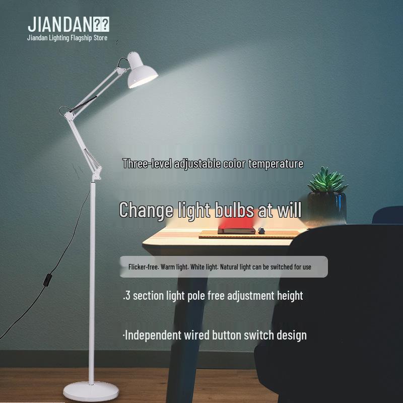 Nordic Remote-Control Long Arm Floor Lamp with Eye Protection