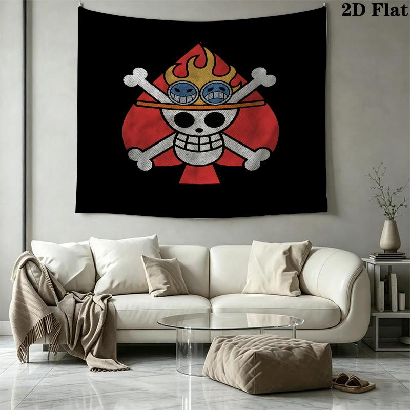 One Piece Logo Wall Tapestry Aesthetic Wall Hanging Printed Fabric Blanket Decorative Tapestries For Bedroom Living Room Home Decor