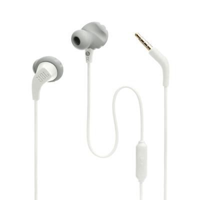 אוזניות JBL ENDURANCE RUN2 חוטיות עמידות למים IPX5 / עם שלט רחוק בכפתור אחד / מצוידות במגנט / תקע 3.5 מ"מ לבן JBLENDURRUN2WHT קטנות