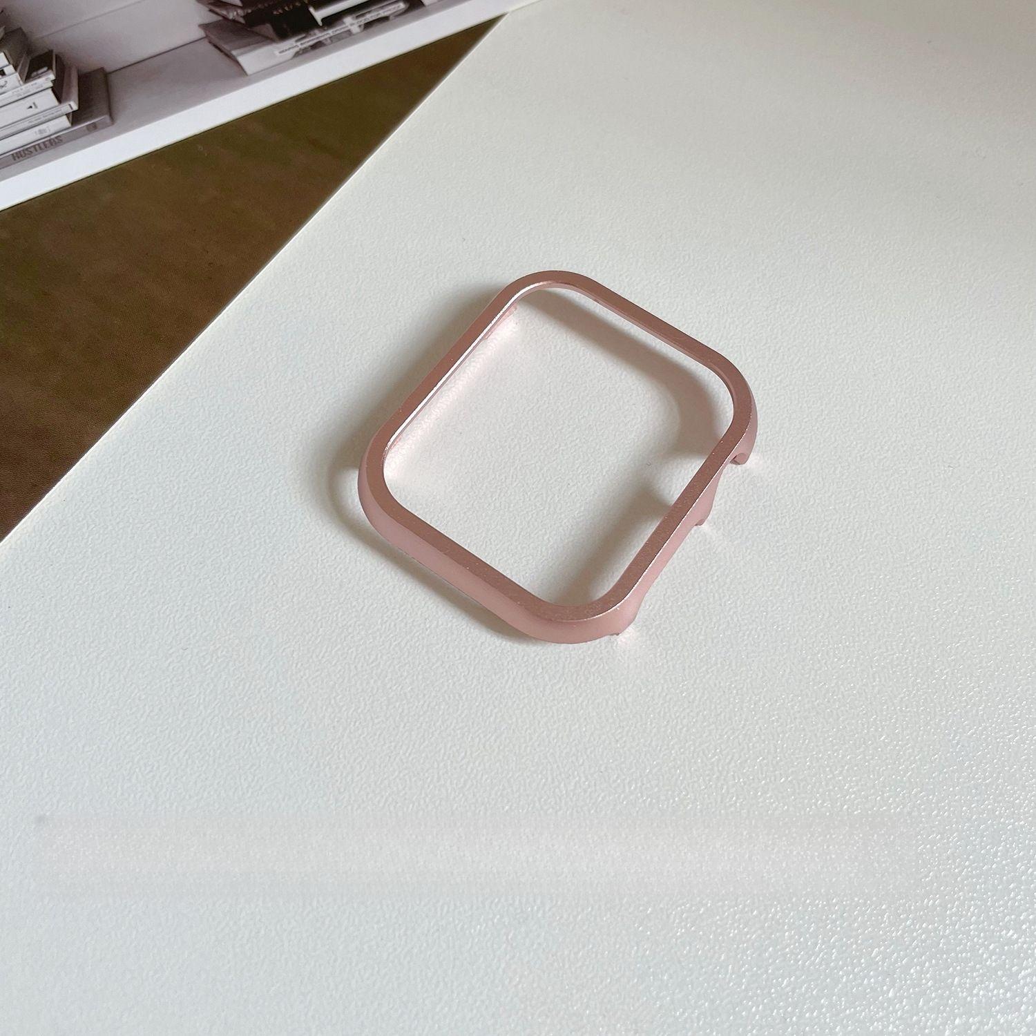 

Металевий каркас з алюмінієвого сплаву для Apple Watch S10 - металевий напівкорпус протиударний захисний чохол для iWatch 10/9/8/7/6/5/4/3/2/1/SE/Ultra/Ultra2 49 мм 40mm 【S4-S6 Se】 рожевий