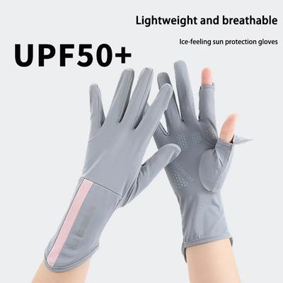 Sunscreen Gloves for Women Thin Design UV Resistant Ice Silk Long Design Anti Slip Summer Sunshade Touch Screen for Driving Bike