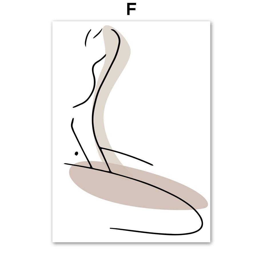 Wandkunst Leinwand Malerei Linie Mädchen Blume Moderne minimalistische abstrakte nordische Poster und Drucke Wandbilder für Wohnzimmer