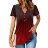Damen Kurzarm Tops Sommer V-Ausschnitt T-Shirts Lässige Plissee Bluse Lose Print Basic Tee