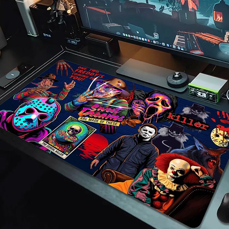 Horror Movie Series Color Mouse Pad Large Gaming Table Cushion Non-slip Laptop Tablet Big Mousepad XXL Mat Mini PC Playmat With Lock edge