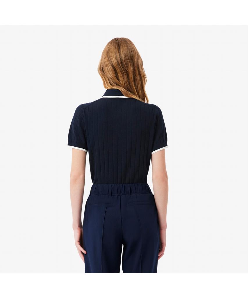 LACOSTE Women'S Golf Color Tipping Short Sleeve Sweater Polo Shirt Af9430-55N Hhw