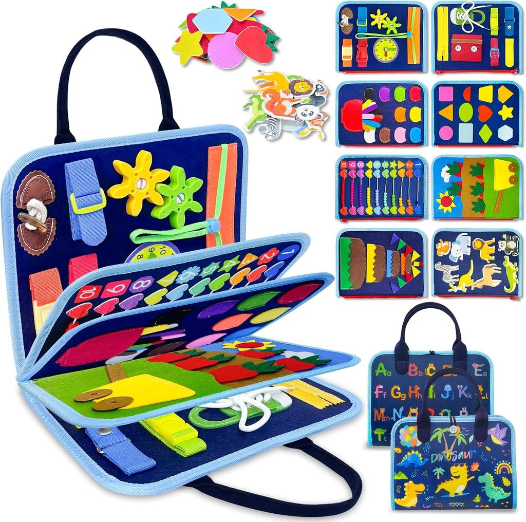 Busy Board Montessori Toys for Toddler Boy Birthday Gifts, Busy Book Sensory Learning Toys for Toddlers