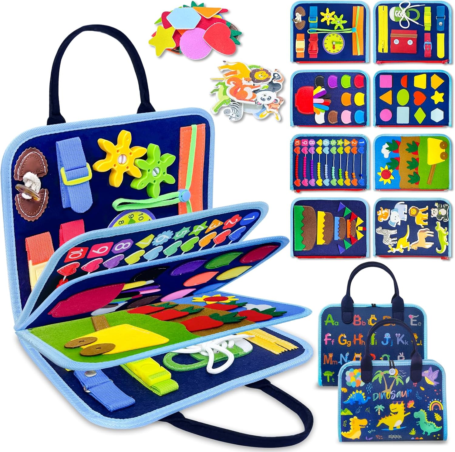 

Бизиборд Монтессори Игрушки для Мальчика Малыша Подарки на День Рождения, Бизибук Сенсорные Обучающие Игрушки для Малышей Blue/P8