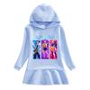 Kpop Demon Hunter Girls' Rainbow Ruffle Hooded Dress – Long Sleeve Princess Style for Spring & Autumn